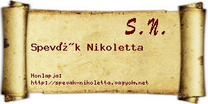 Spevák Nikoletta névjegykártya